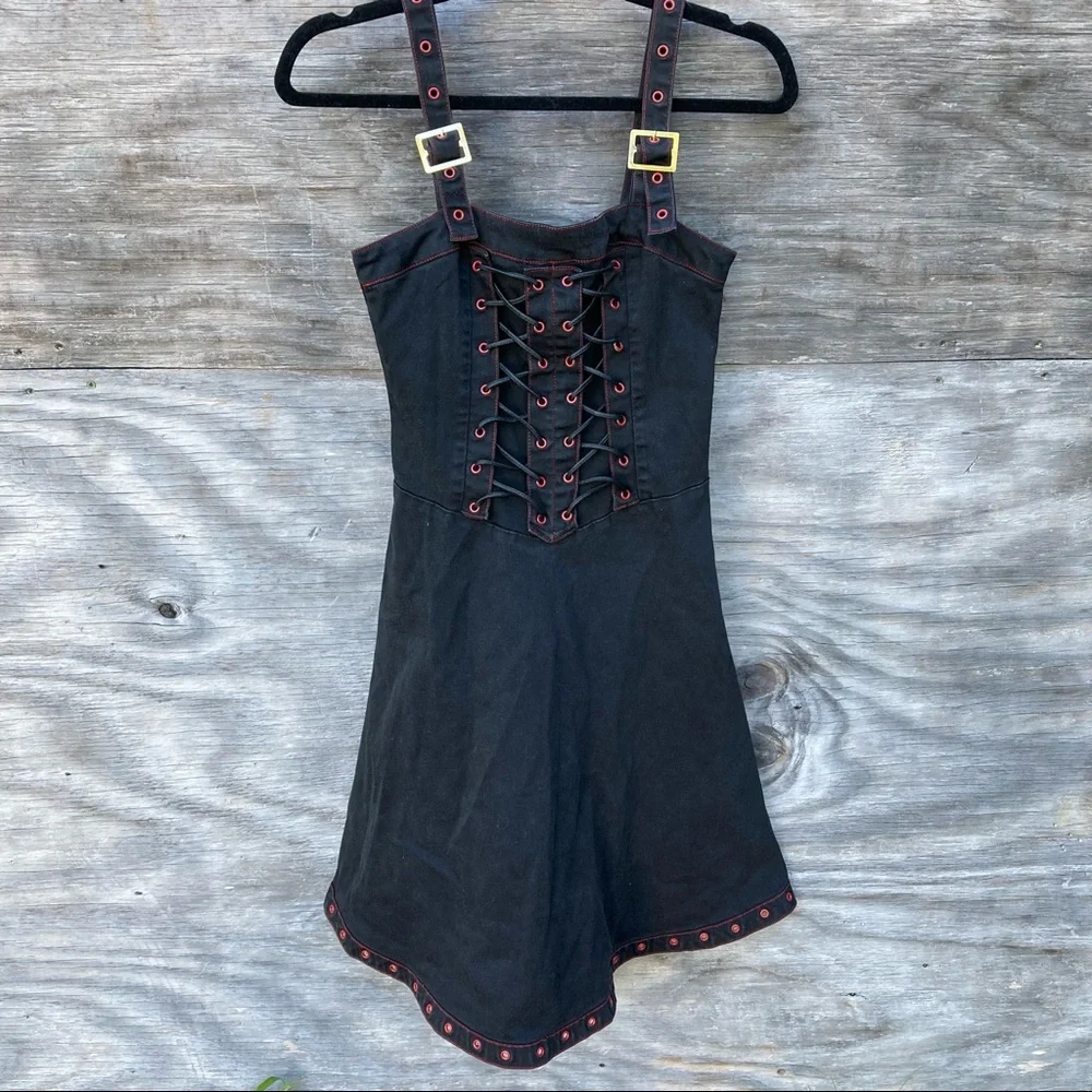 RARE Tripp NYC Double Corset Goth Dress Vintage - Picture 1 of 11